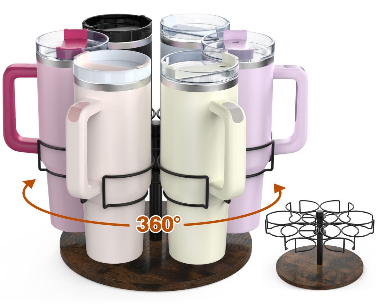 Kssiaz Stanley 40 oz cup organizer with rotating design for quick access.