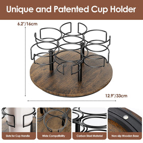 Kssiaz sturdy carbon steel cup holder and wooden base support