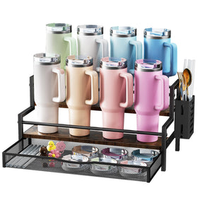 Kssiaz water bottle organizer with a full Stanley 40oz setup for neat cup storage