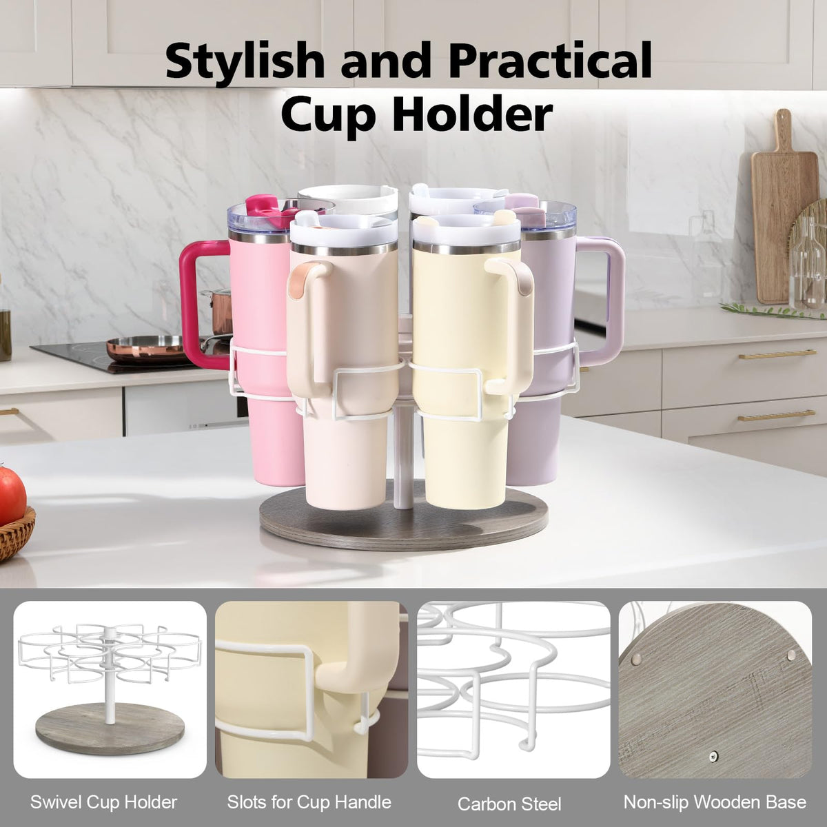Kssiaz wooden base features non-slip pads to prevent tipping on smooth surfaces.