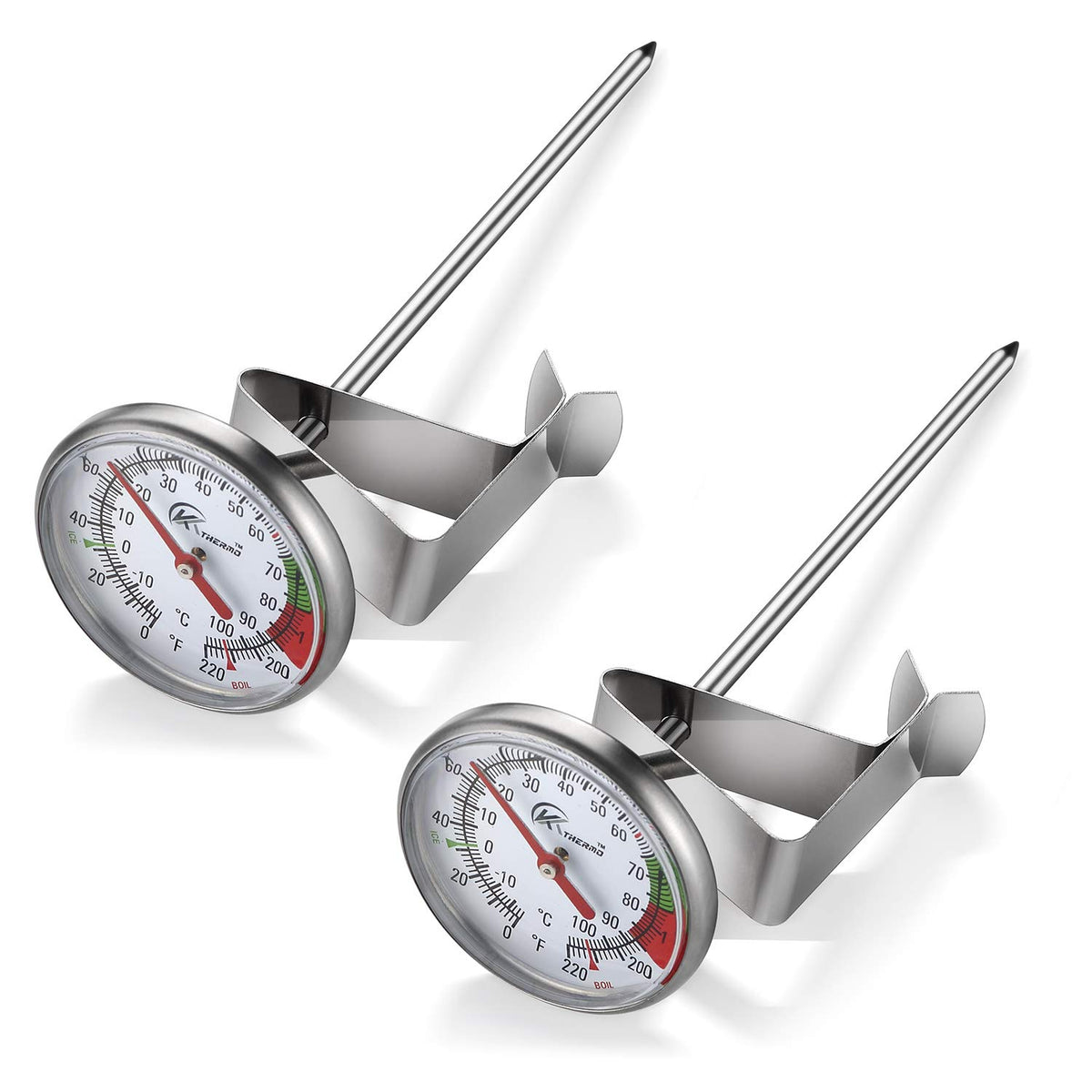 KT THERMO Instand Read 2-inch dial thermometer with clip for easy viewing of bubble temperature.