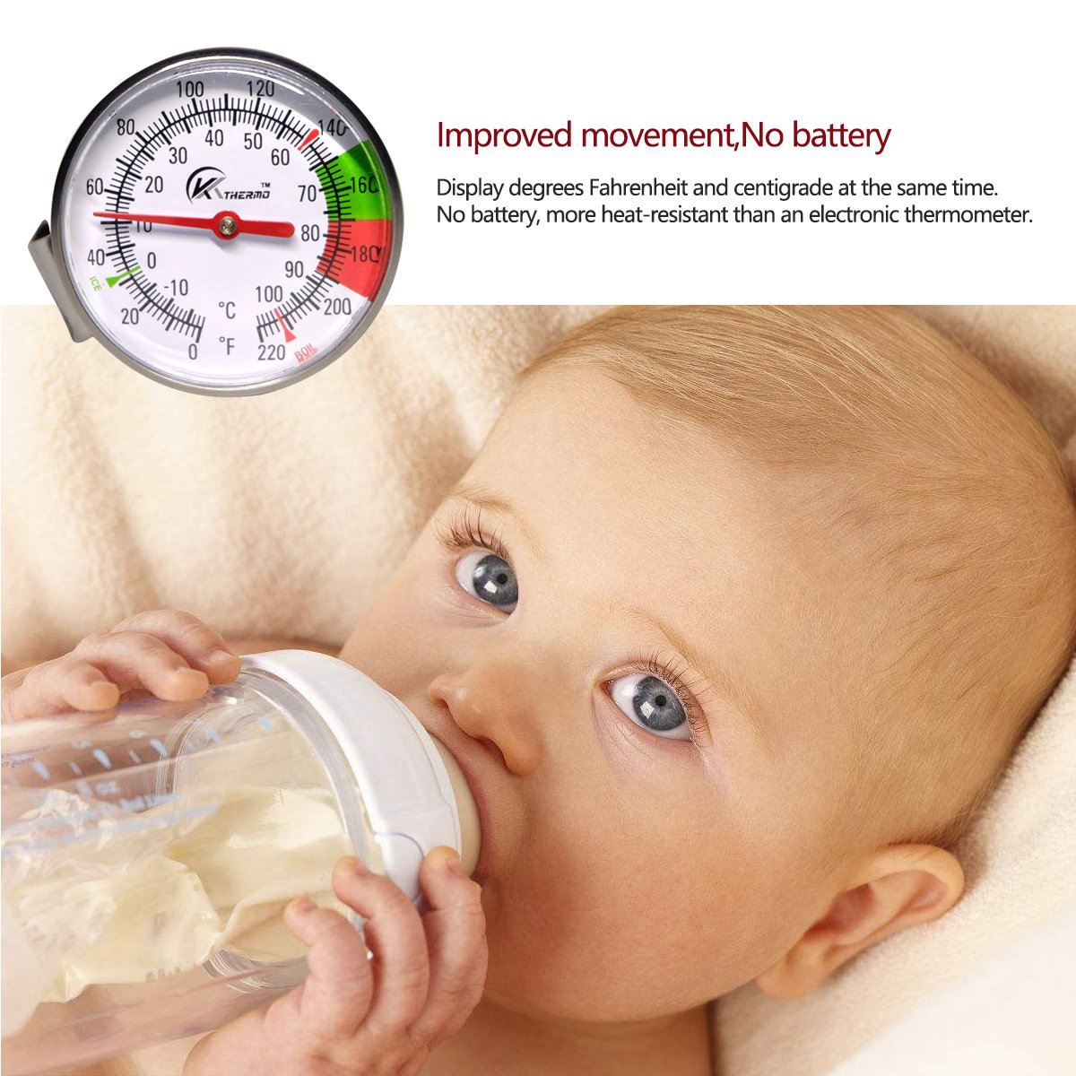 KT THERMO dial thermometer offers wide range for boiling or cooling tasks.