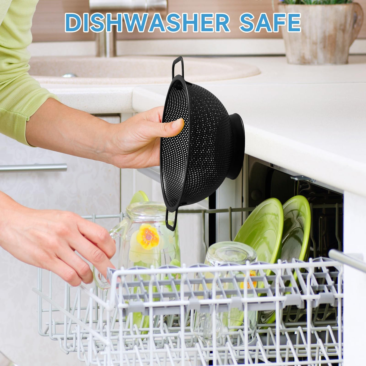 Kteniy use case shows pasta rinse, fruit wash, and veggie drains