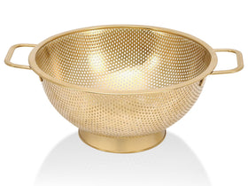 kteniy gold strainer 3qt colander with handle for efficient draining
