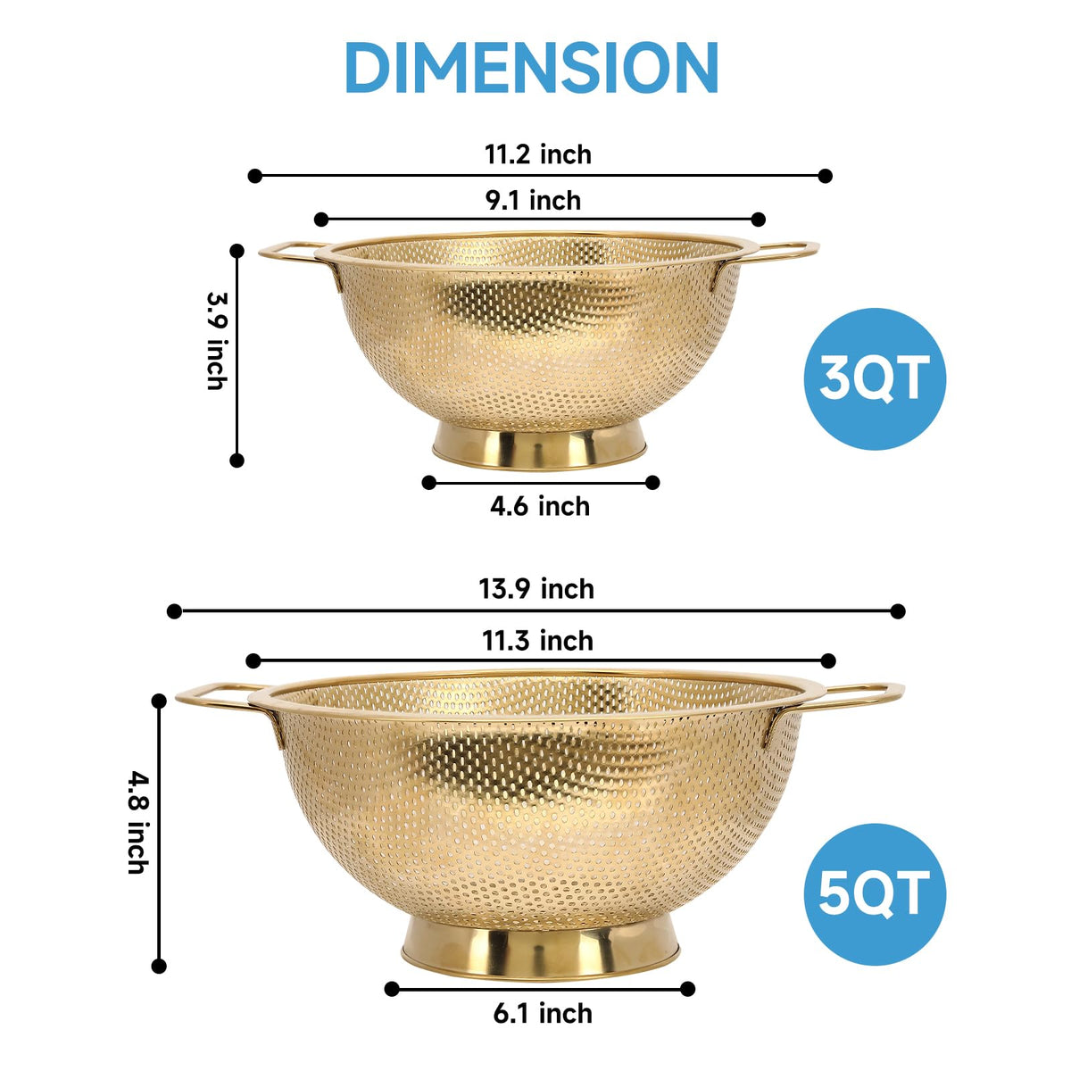 kteniy gold strainer durable stainless steel construction resists rust