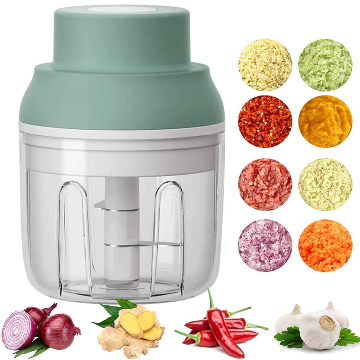 KT-GARY electric mini chopper front view, portable 250ml capacity for quick meals.