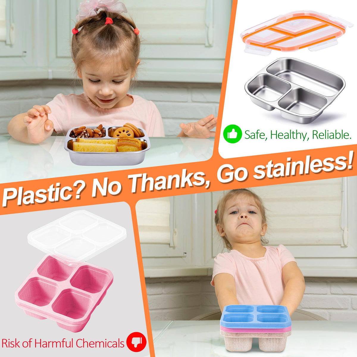 KTKUDY 20oz kids and adults snack box handles portions for school, work, or travel.