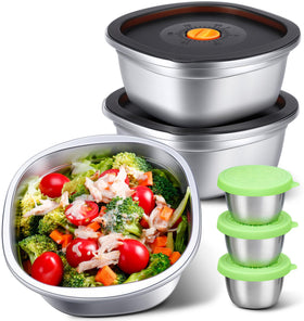 KTKUDY 3-pack stainless salad bowls ideal for meal prep with leakproof lids