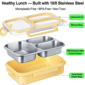 KTKUDY Bento Box with 3 compartments keeps meals organized and fresh.