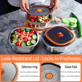 KTKUDY dishwasher-safe stainless steel salad container for easy cleanup