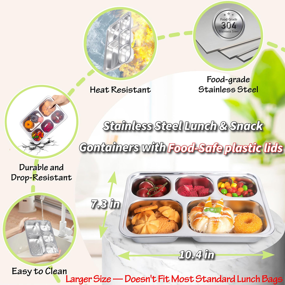 KTKUDY five-compartment box keeps foods neatly separated for balanced snacks.