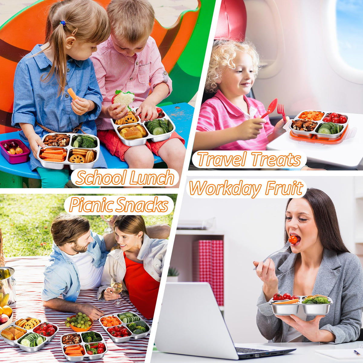 KTKUDY airtight, odor-resistant stainless steel snack containers in everyday use