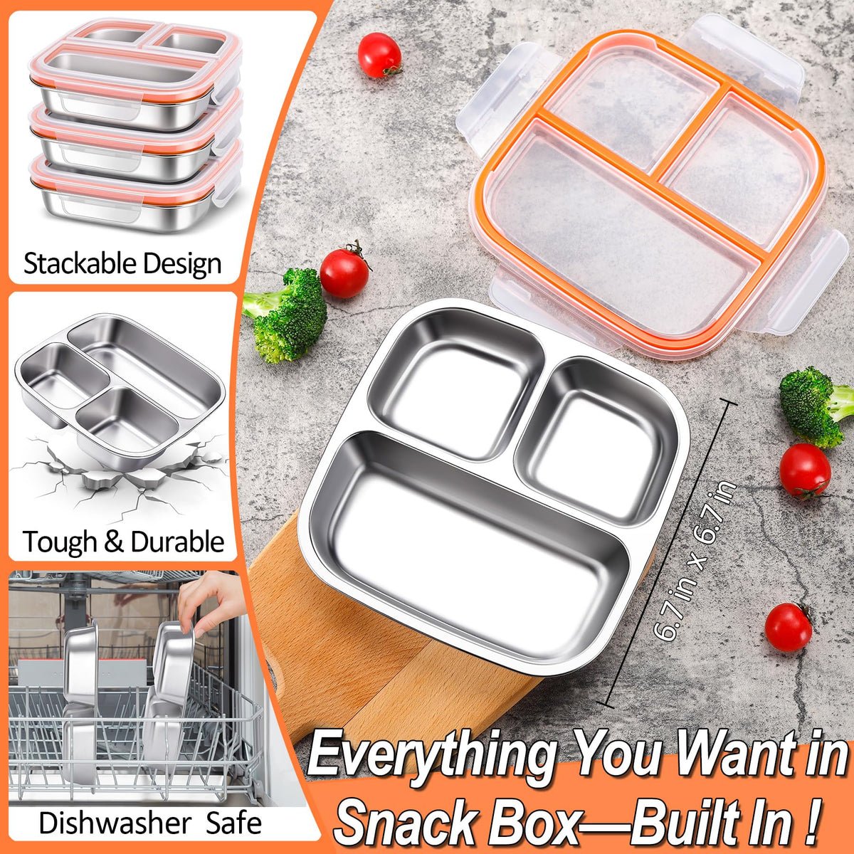 KTKUDY odor-resistant stainless snack box minimizes lingering smells after snack time.