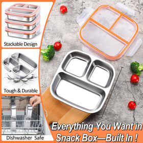 KTKUDY odor-resistant stainless snack box minimizes lingering smells after snack time.