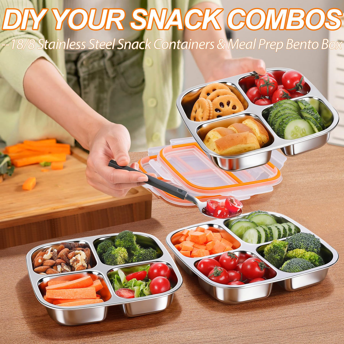 KTKUDY open four-compartment snack box showing separated sections for variety