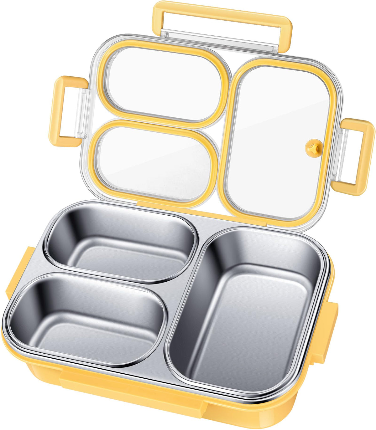 KTKUDY stainless steel Bento Box with yellow outer shell for durable, safe everyday lunches.