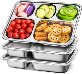 KTKUDY stainless steel snack tray, a durable 3-pack for everyday meals.
