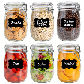 KTMAMA 34oz glass jar with airtight lid preserves freshness for pantry staples.