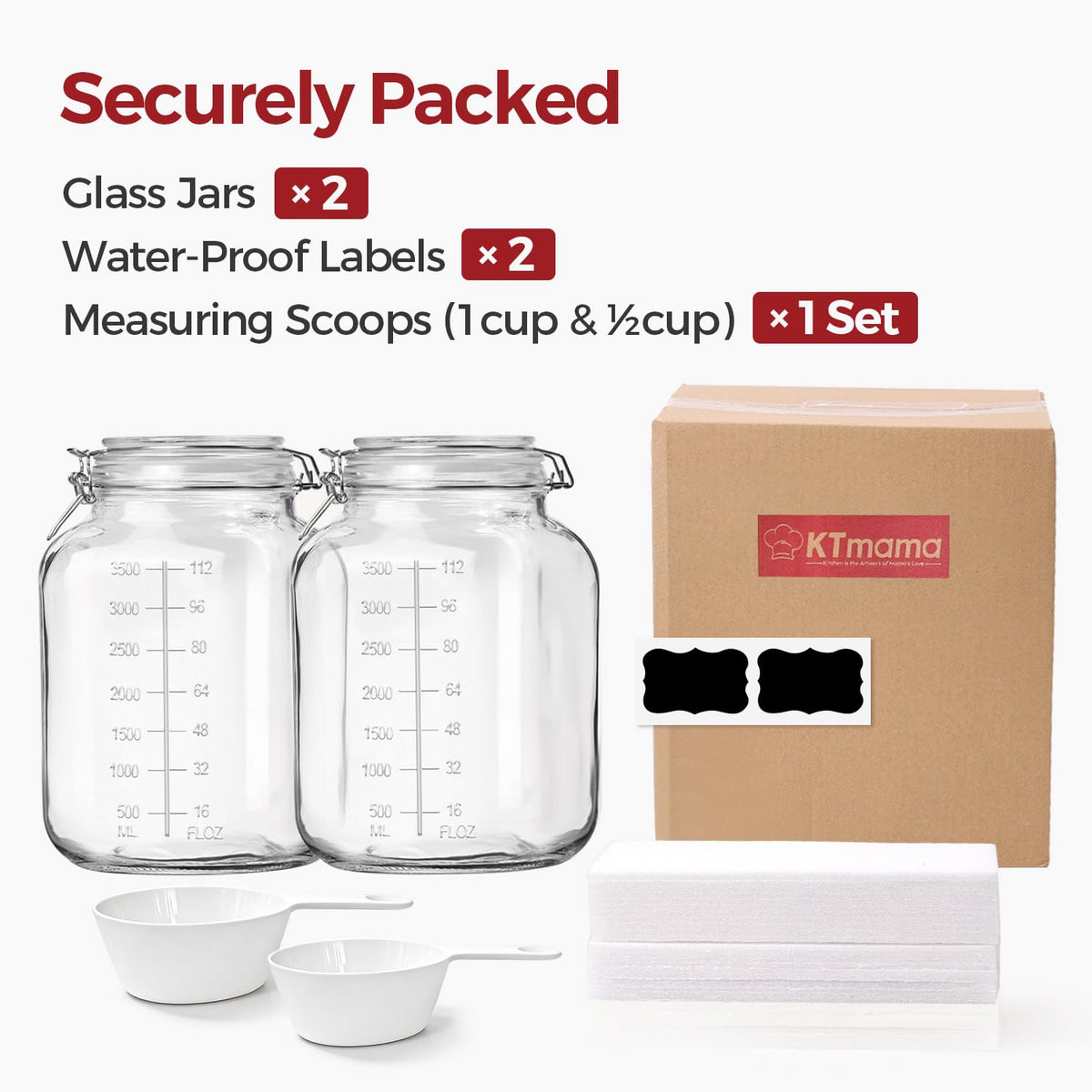 KTMAMA 1.1 gallon jars ideal for bulk storage of flour and sugar.