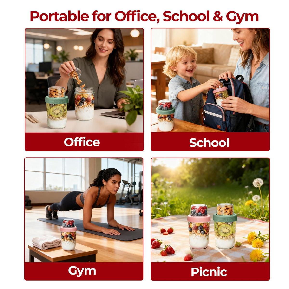 KTMAMA parfait cup used for overnight oats on a desk