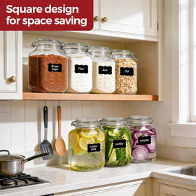 KTMAMA compact square jars fit neatly for organized pantry layout.