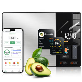 KUAIVO Smart Nutrition Scale with TFT display showing calories for accurate meal prep.
