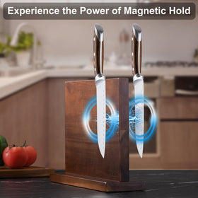 KUCHEASY double-sided magnetic knife holder displays organized knives at arm reach