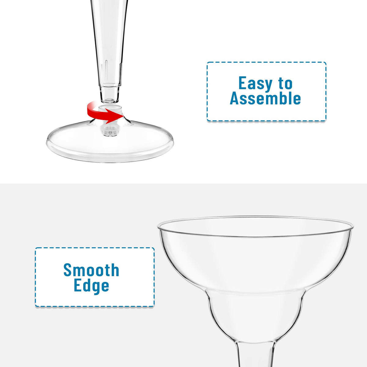 Kucoele BPA-free, food-grade margarita glasses for safe direct contact with beverages