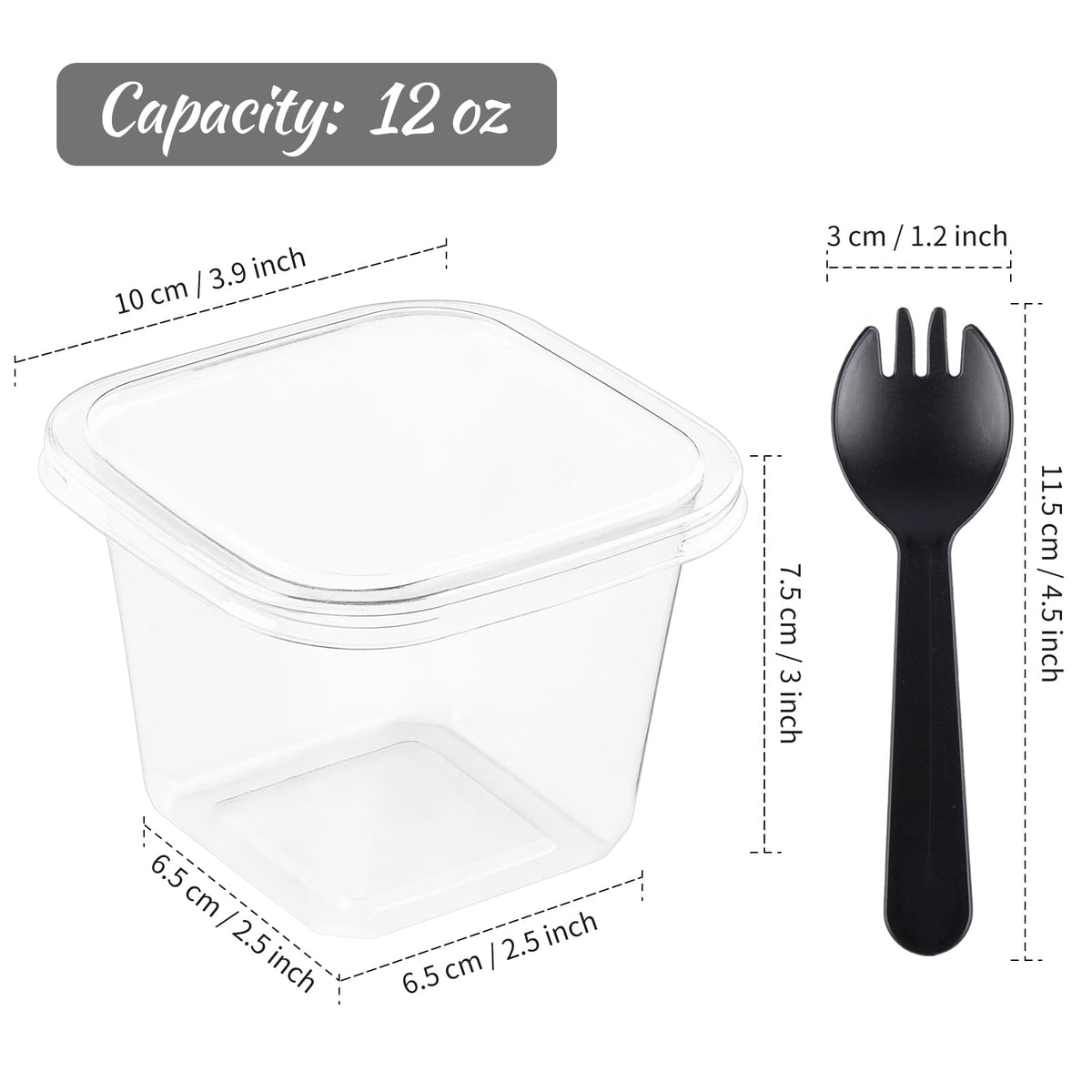 Kucoele clear square dessert cups with sealing lids for freshness.