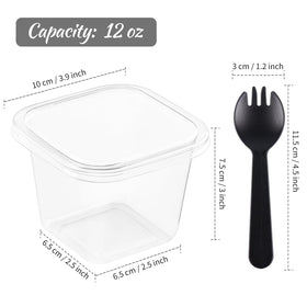 Kucoele clear square dessert cups with sealing lids for freshness.