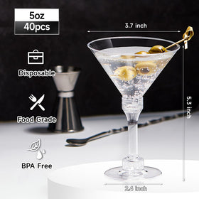 Kucoele crystal-clear plastic martini glasses offer safe BPA-free service