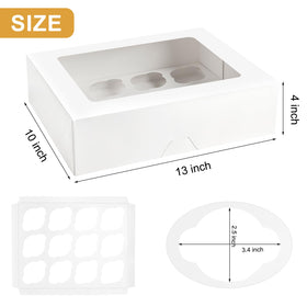 Kucoele white cupcake boxes with inserts for secure stacking.