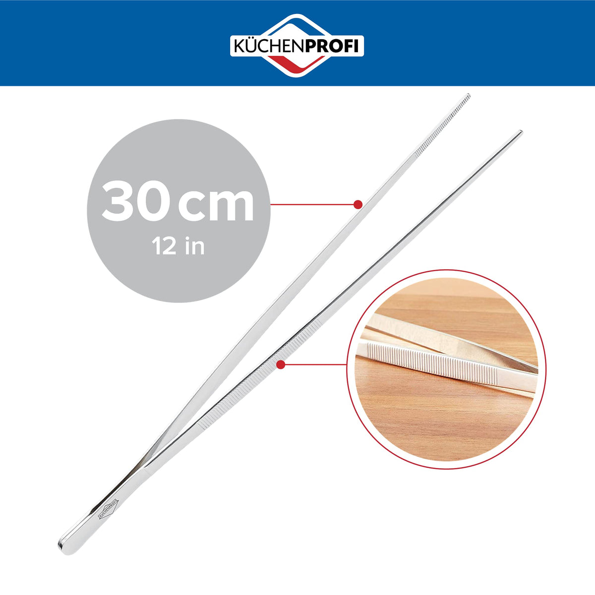 Küchenprofi long-handled tongs with grooved grip for secure handling
