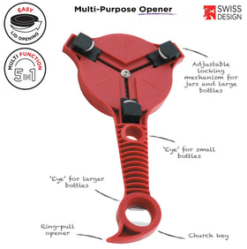 Kuhn Rikon 5-in-1 opener grips jars and bottles for easy opening