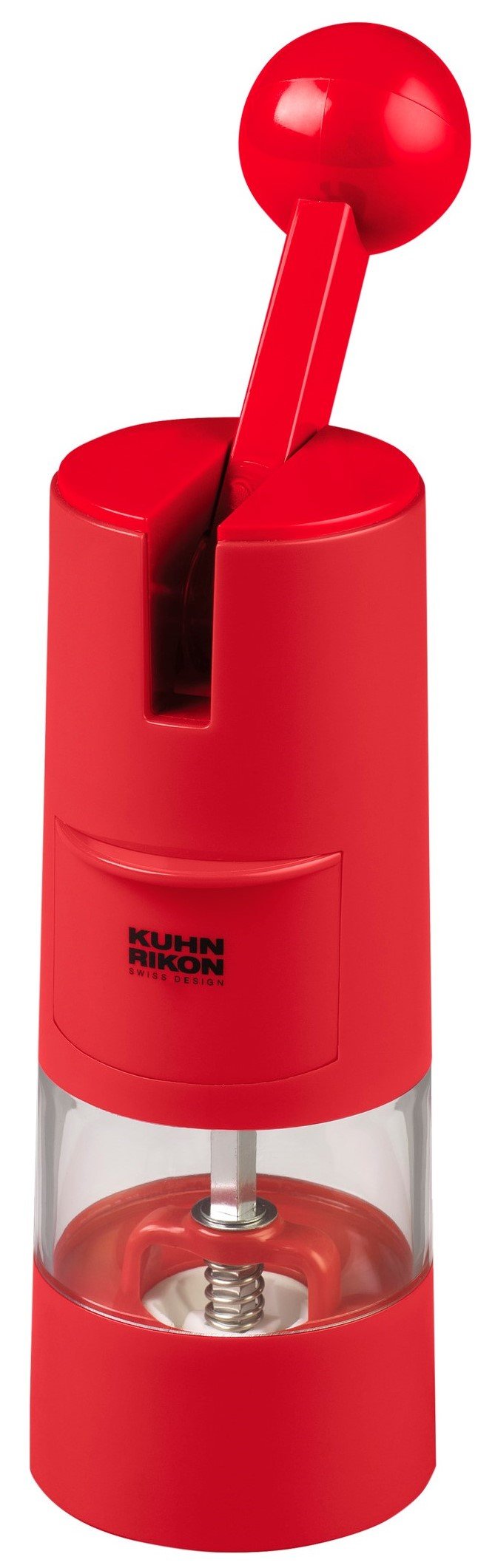 Kuhn Rikon adjustable ratchet grinder for salt and pepper with easy, wrist-friendly operation.