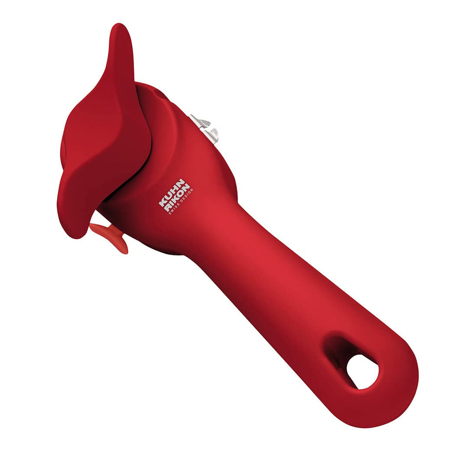 Kuhn Rikon Auto Safety LidLifter in red Opens cans with smooth edges for safe kitchen use.