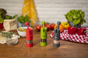 Kuhn Rikon compact red design adds style to counter and table.