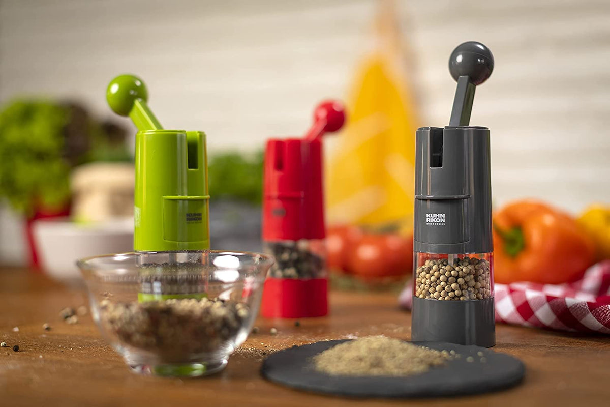 Kuhn Rikon wrist-friendly grinder reduces effort during seasoning.