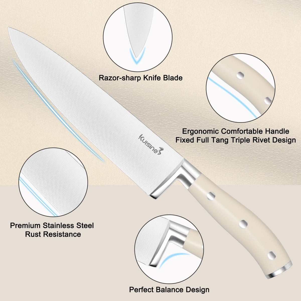 KUISINE 7-inch santoku knife versatile prep tool