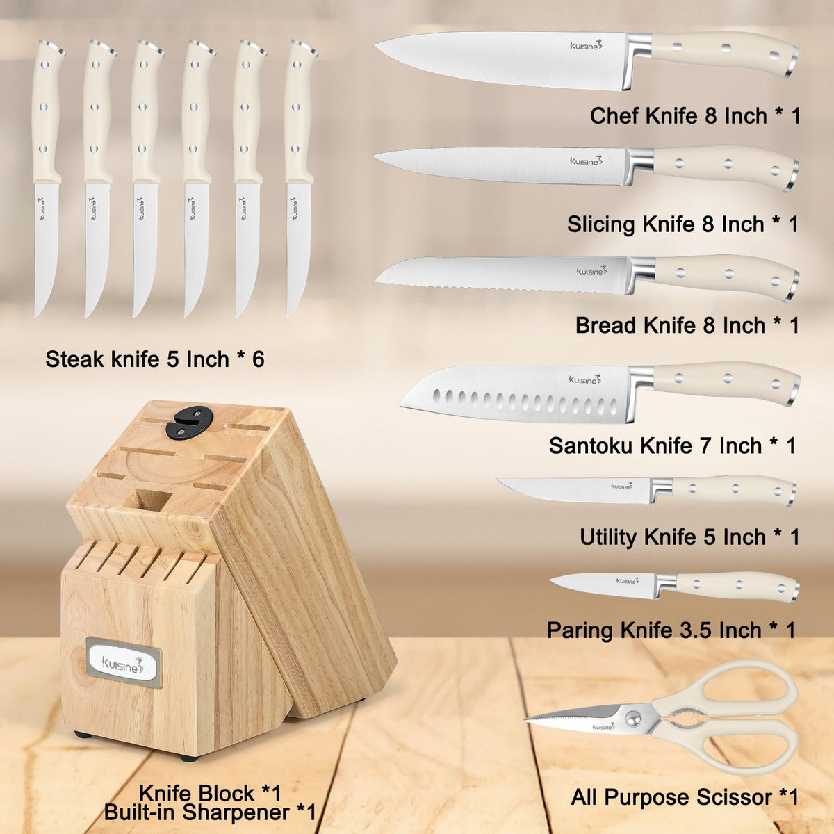 KUISINE 8-inch chef knife with full-tang for balanced cutting