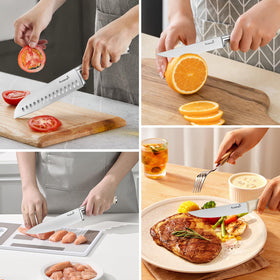 KUISINE 8-inch serrated bread knife cleanly slices crusts