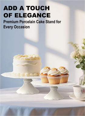 Kukikan cake stand with cake shows flat surface for easy slicing.