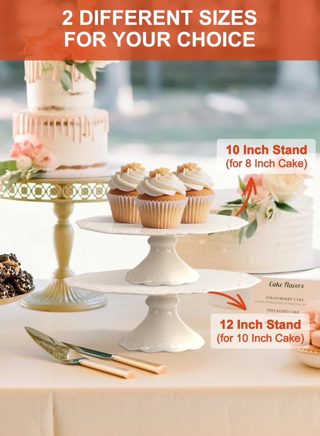 Kukikan embossed edge cake plate adds vintage charm to dessert tables.