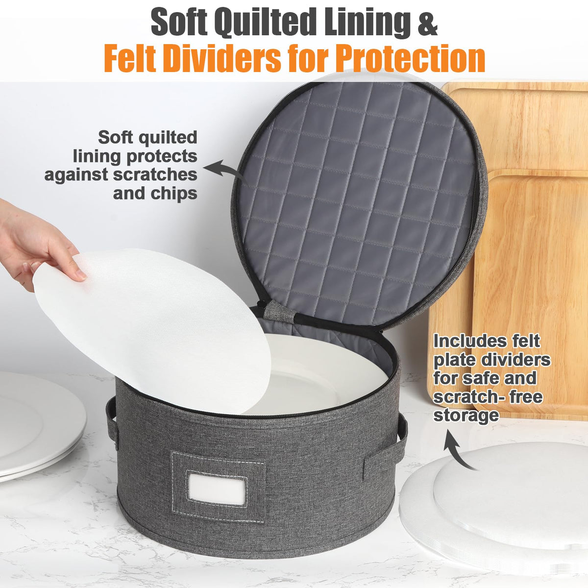 Kukikan padded dinnerware cases keep china secure and organized.