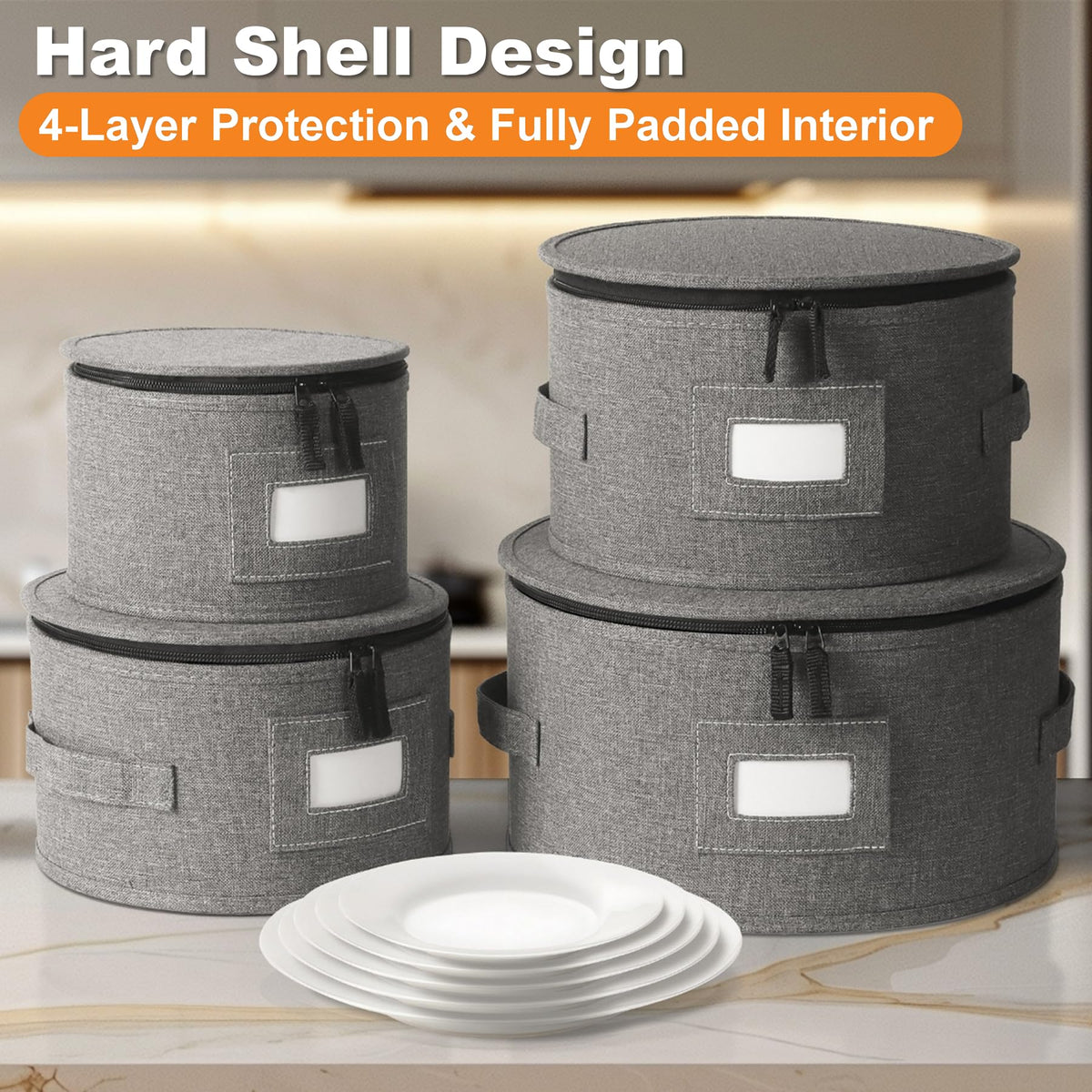 Kukikan space-saving design protects 12-place settings in compact storage.