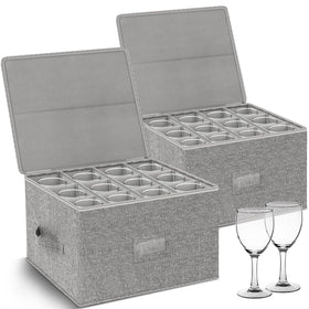 Kukikan 2-pack wine glass storage box with hard-shell top view showing rugged protection for moving