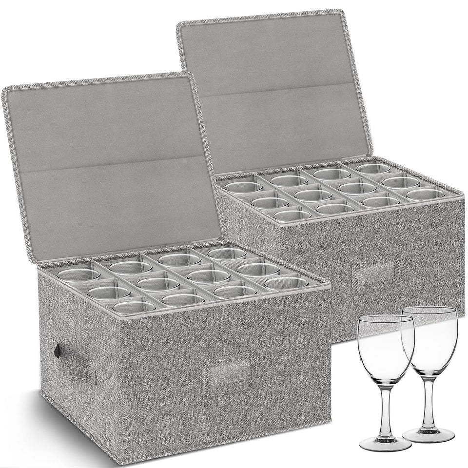 Kukikan 2-pack wine glass storage box with hard-shell top view showing rugged protection for moving