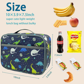 Kulle dinosaur lunch bag interior insulation demonstrates temperature maintenance