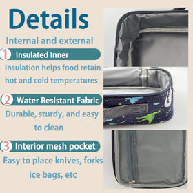 Kulle dinosaur lunch bag washable exterior for quick cleanup