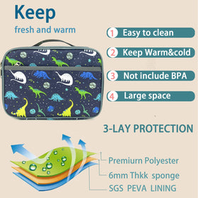 Kulle dinosaur lunch box exterior front pocket for extras
